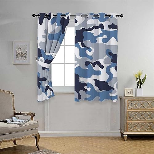 Cortinas Camouflage Grommet Short Curtain Divider Cortinas para Ventanas De Cuarto 55Inch Width by 72Inch Length,2 Panels