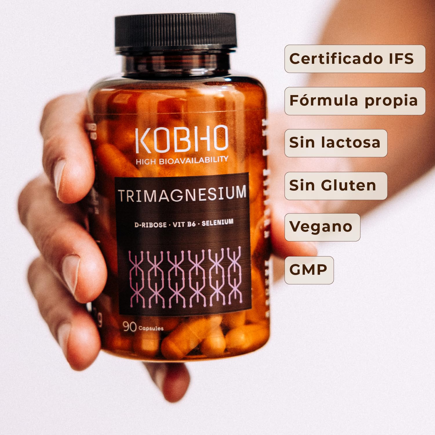 TRIMAGNESIUM Magnesio Bisglicinato, Malato y Taurinato, 90 Cápsulas | Fórmula Avanzada, con D-Ribosa, B6 y Selenio, Energía, Recuperación Muscular, Descanso, Vegano, Fabricado en España