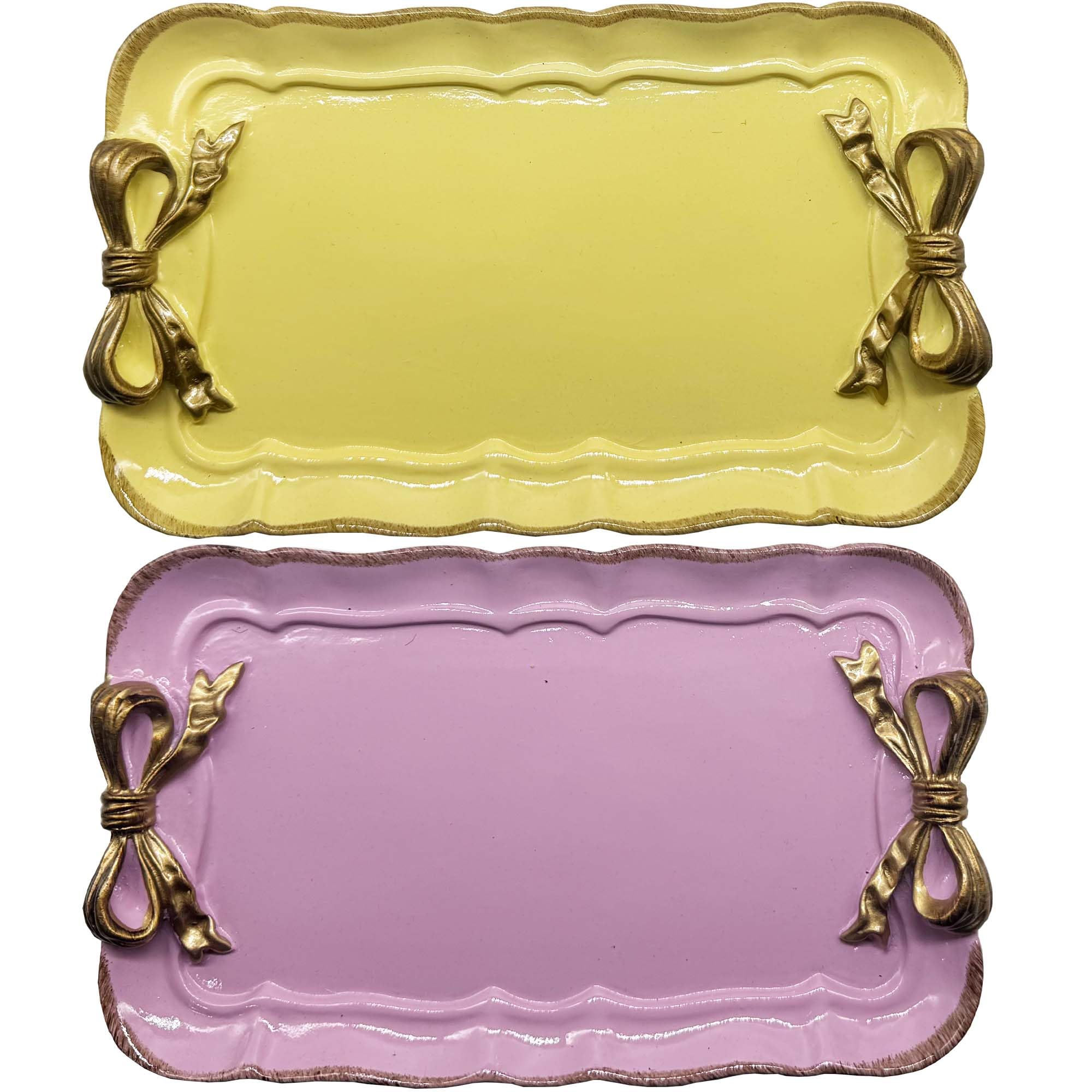 Soporte morado y amarillo de resina para evitar la pérdida de pendientes y anillos pequeños