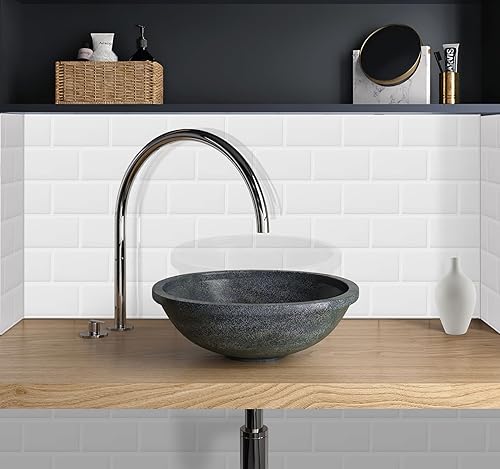 Miniatura 2 de DEWOO Azulejos de metro blanco para despegar y pegar para pared de cocina y baño, 10 hojas (12 x 12 pulgadas)