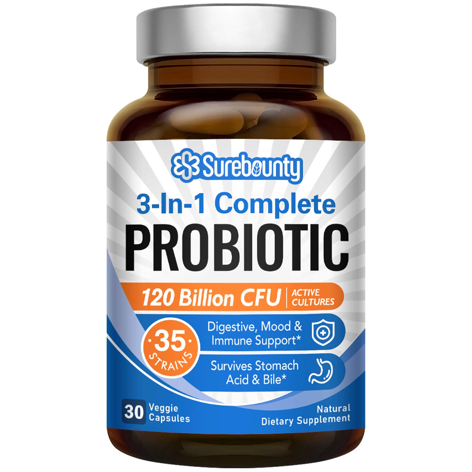 Buy Surebounty Probiotics 120 Billion CFU 35 Strains, Probiotics for