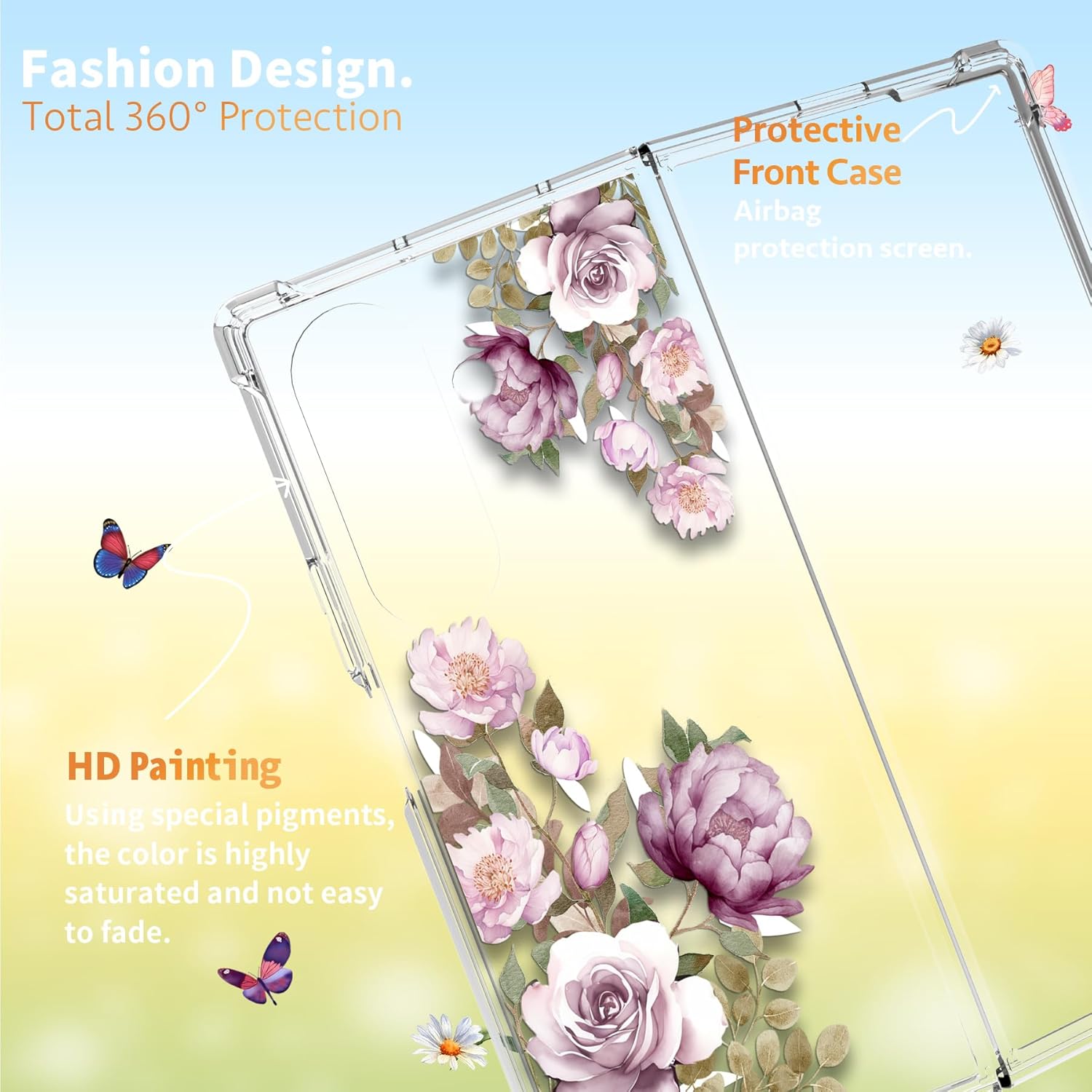 for Samsung Galaxy Z Fold 7 Case 5G Flowers Slim Anti-Drop Shockproof Protective Soft Shockproof Clear Phone Protective Covers 8.2 Inch for Women Men (Cherry Blossoms) - Image 4
