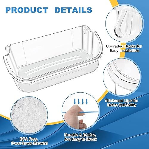 Miniatura 3 de Paquete de 2 unidades pieza de repuesto mejorada de 240356402 para puerta de refrigerador, compatible con estante de puerta de refrigerador