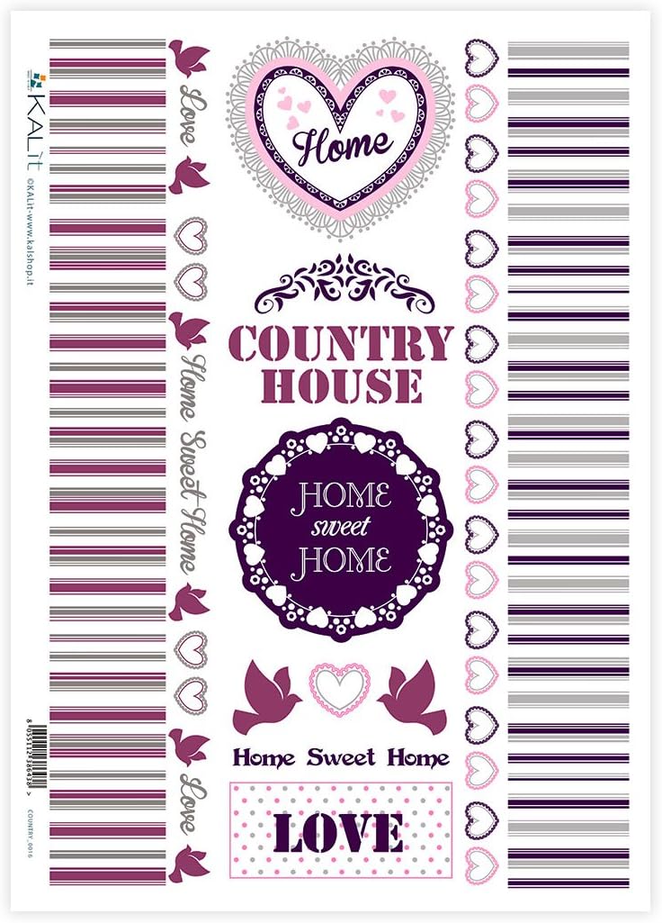 Accademia del Decoupage 32 x 45 cm 1-Piece Rice Paper, Country House/Labels Sweet Home