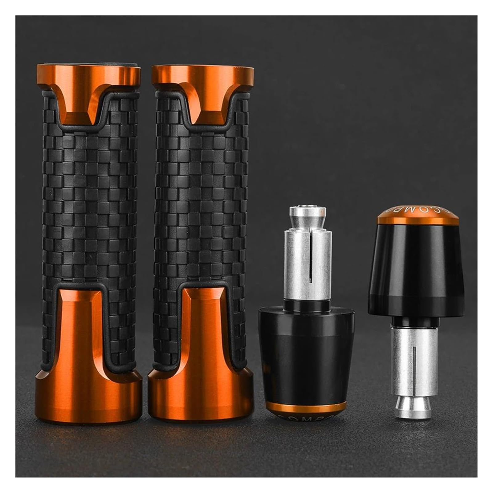 Motocicleta Puños para Manillar De Motocicleta De 7/8'' Y 22 Mm, Tapones para Manillar De Manillar para CBR954RR CBR954 RR 2002 2003 CBR 954RR 954rr Extremo del Mango(Black Orange)