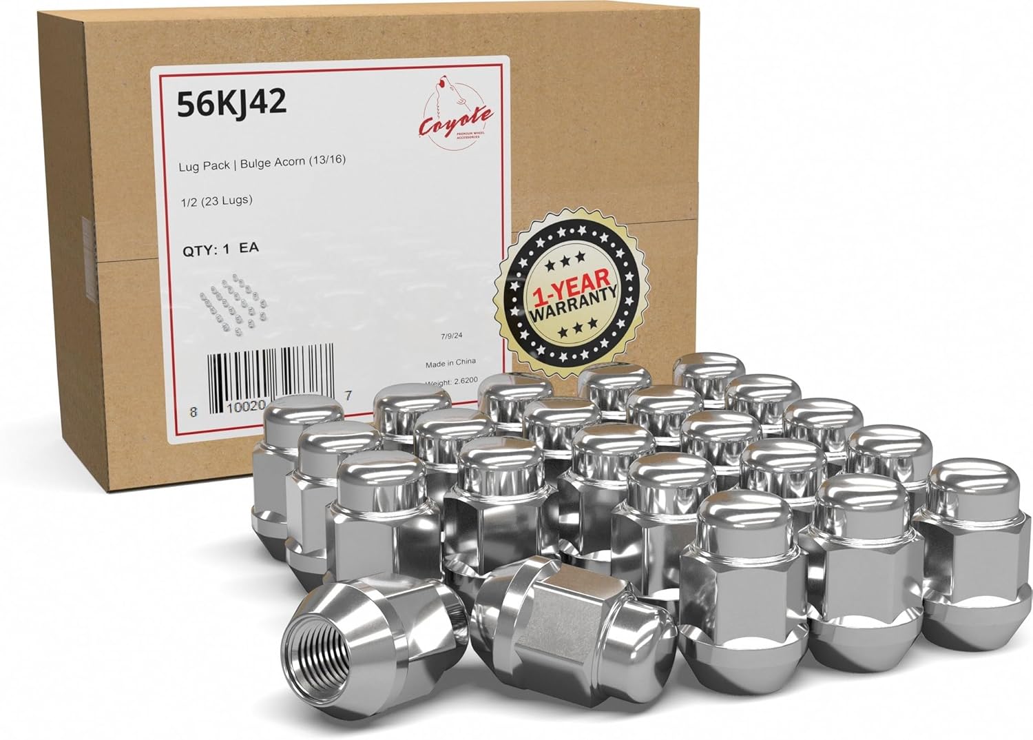 Wheel Accessories Parts 23 Pcs M14x1.5 14x1.5 Thread Short Truck 1.5" Long Spline Lug Nuts Chrome 6 Spline Hex Fits 2018+ Jeep Wrangler ｜ 2018 Jeep Wrangler JK