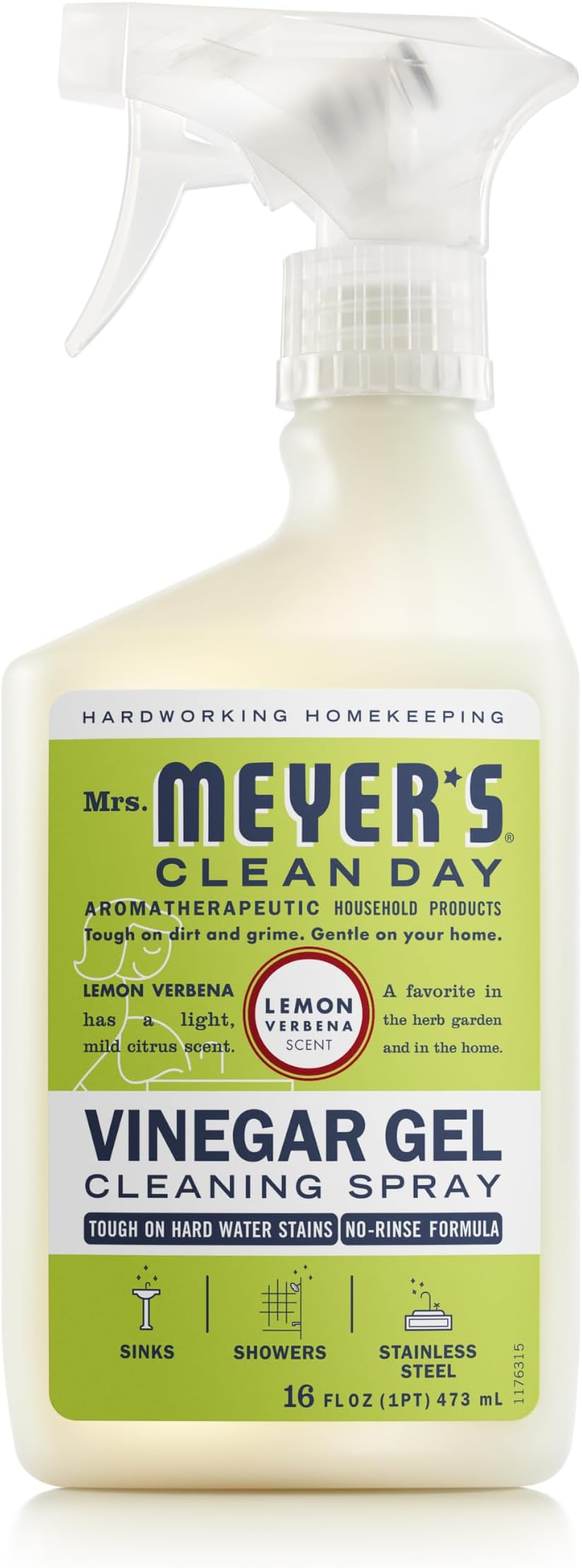 MRS. MEYER'S CLEAN DAY Vinegar Gel Cleaning Spray, Lemon Verbena, 16 fl oz