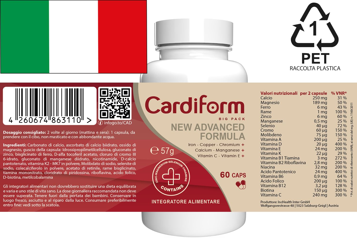 180 capsule, confezione da 3 pezzi