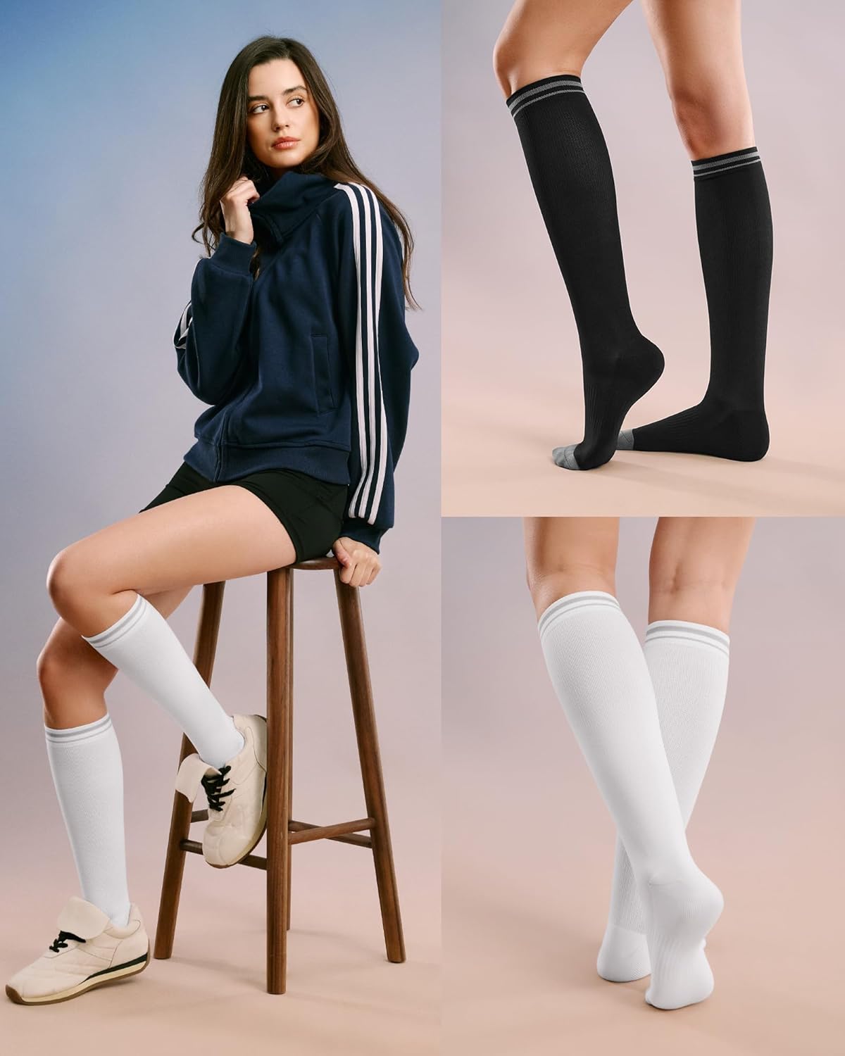 FITRELL 4 Pairs Compression Socks for Women & Men, 15-20mmHg Circulation Support for Athletic Travel Daily Wear - Image 2