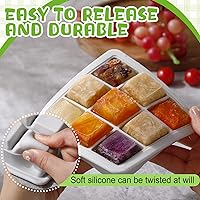 Vista 5 de Rtteri Bandeja de almacenamiento de silicona para congeladores de alimentos para bebés con tapas para leche materna para alimentos para bebés, purés