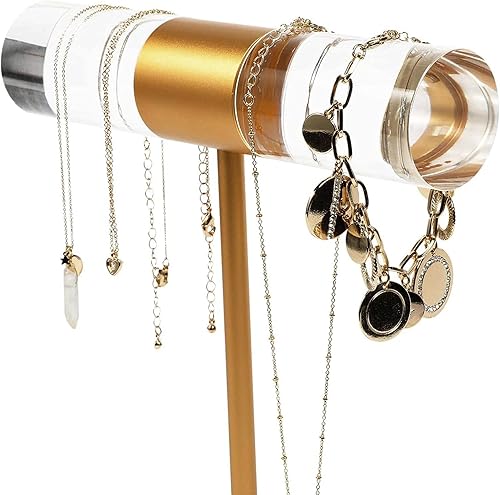 Miniatura 4 de Soporte de exhibición de joyería de barra en T de acrílico transparente y naranja (8 x 11 pulgadas)