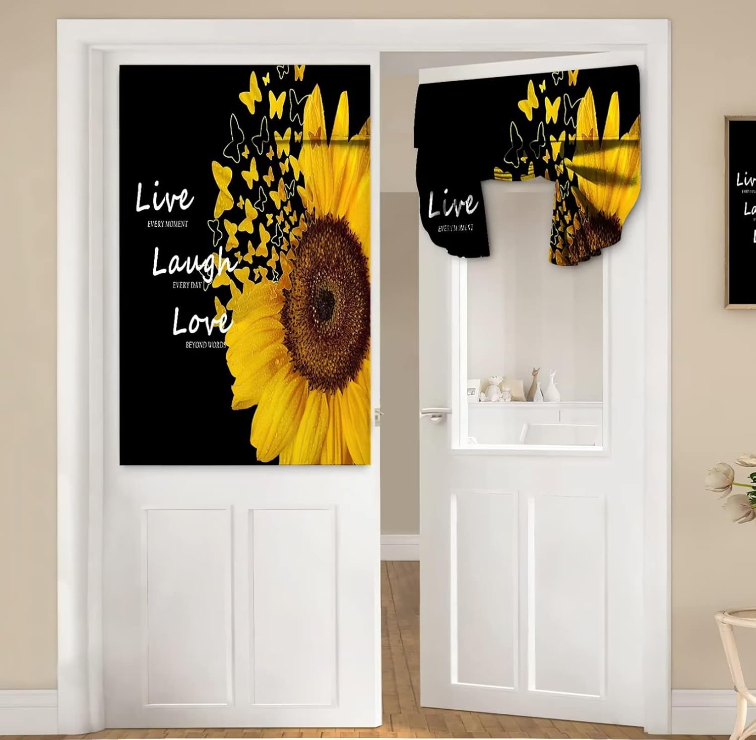 Aztec Boho Geometric Door Curtains, 26"W x 70"L, Blackout, Thermal Insulated, Waterproof, 1 Panel, Boho, Western, Hallway, Machine Washable, Tie Top