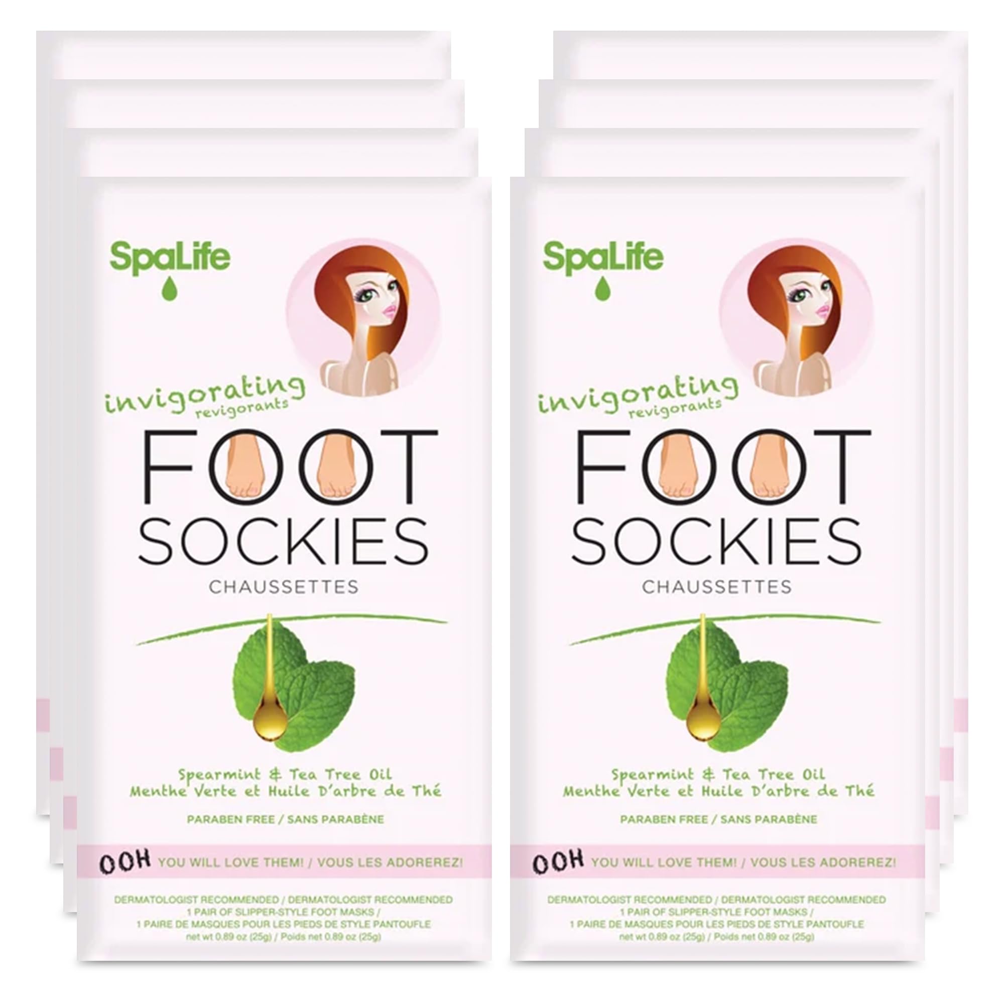 SpaLife Moisturizing Foot Sockies | Foot Mask for Dry Cracked Feet Intensive Repair Treatment | Tea Tree Oil Softening Booties | Callus Remover Alternative | Self Care Gifts for Women | 8 Pack