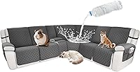 Vista 1 de Fundas impermeables para sofá modular reclinable en forma de L, 8 piezas antideslizantes y lavables, juego de fundas para sofá reclinable en esquina