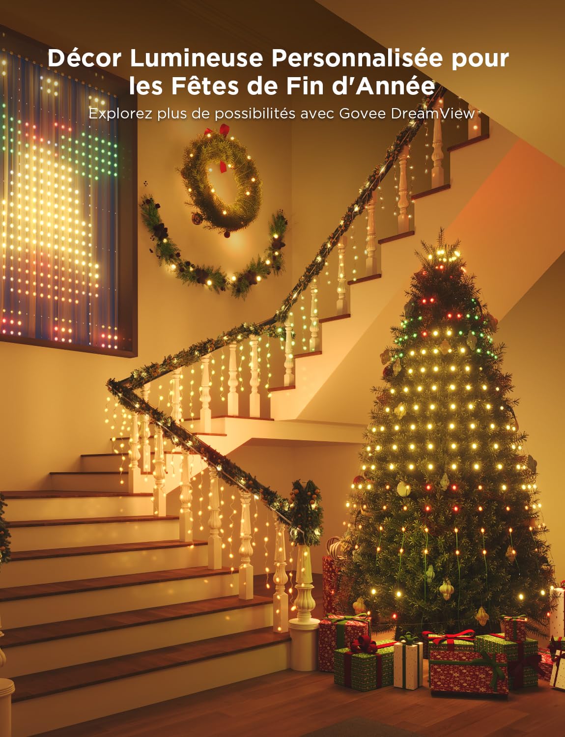 Govee Guirlande Lumineuse Sapin de Noël, RGBIC 480 LED Intelligente, 2M*24 | Arbre de Noël Lumineux, Music Sync, 60+ Modes de Scène pour la Décor d'Halloween, Fil Vert