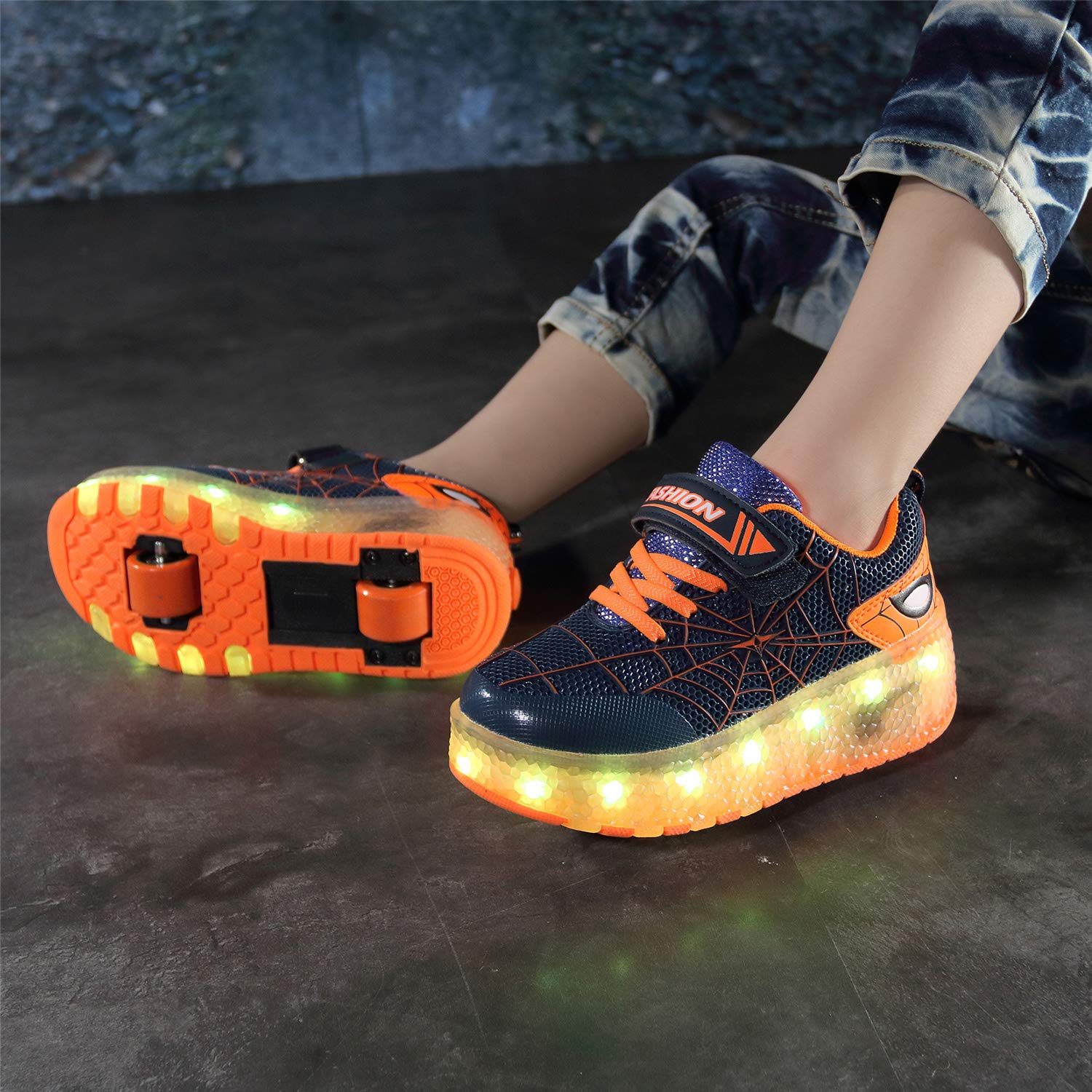 Unisex dziecięce buty z oświetleniem LED, ładowane przez USB, buty skateboardowe z podwójnymi kółkami, regulowane kółka, przycisk, do uprawiania sportu, fitnessu, gimnastyki, biegania, dla chłopców i