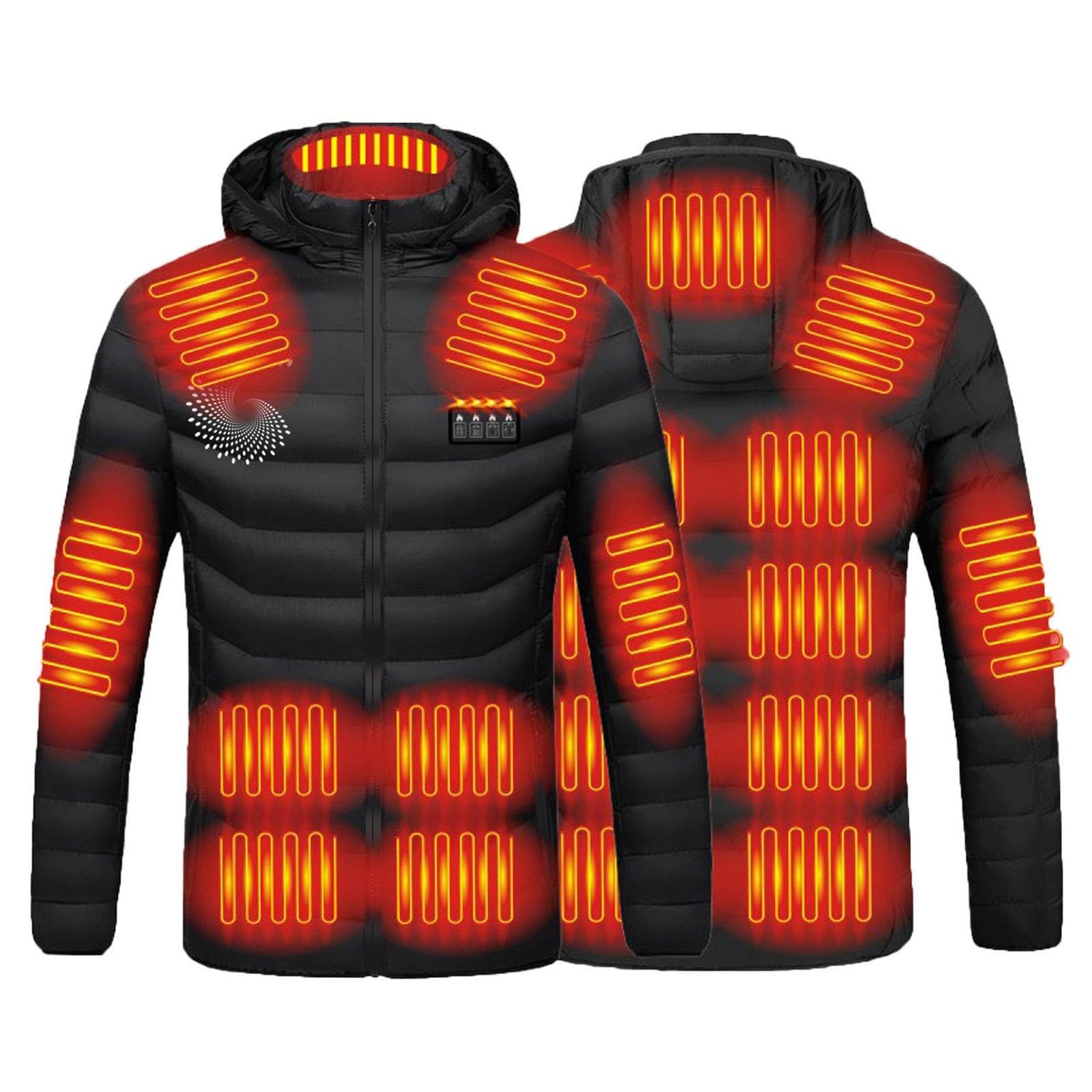 Giubbotto Riscaldabile Uomo Giacca Riscaldata Stampata Invernale Intelligente a Temperatura Costante USB a Quattro Controlli Giubbotto Riscaldato per Uomo e Donna Moto Campeggio (Senza Batteria)