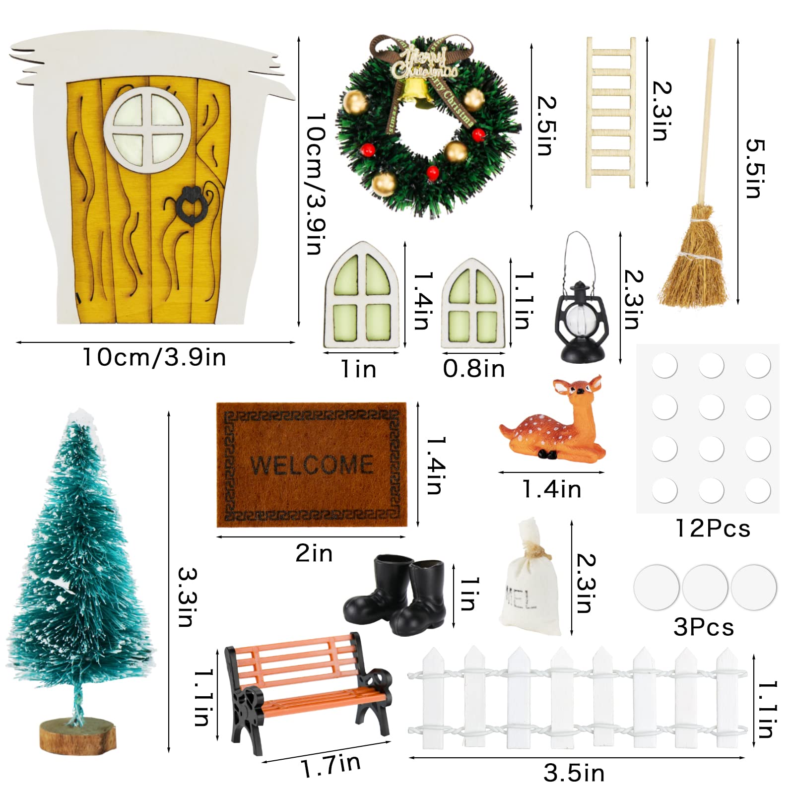 Kit Porte De Lutin De Noël - 67 Pièces En Bois DIY - Décoration Magique Avec éclairage Pour Enfant - 11