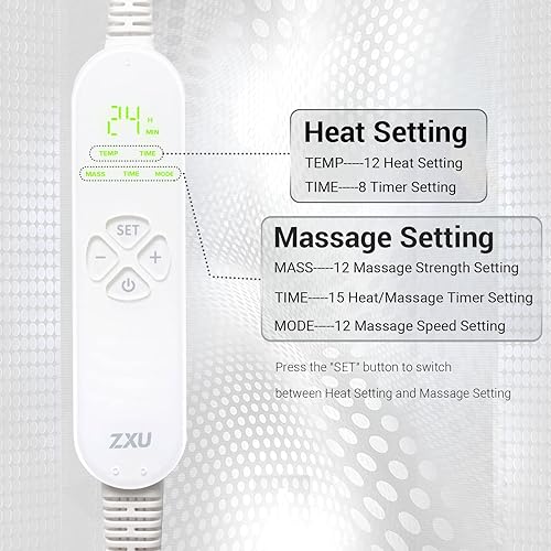 Miniatura 2 de Almohadilla térmica con masajeador para la parte superior de la espalda y los hombros, envoltura térmica de masaje grande para aliviar el dolor de