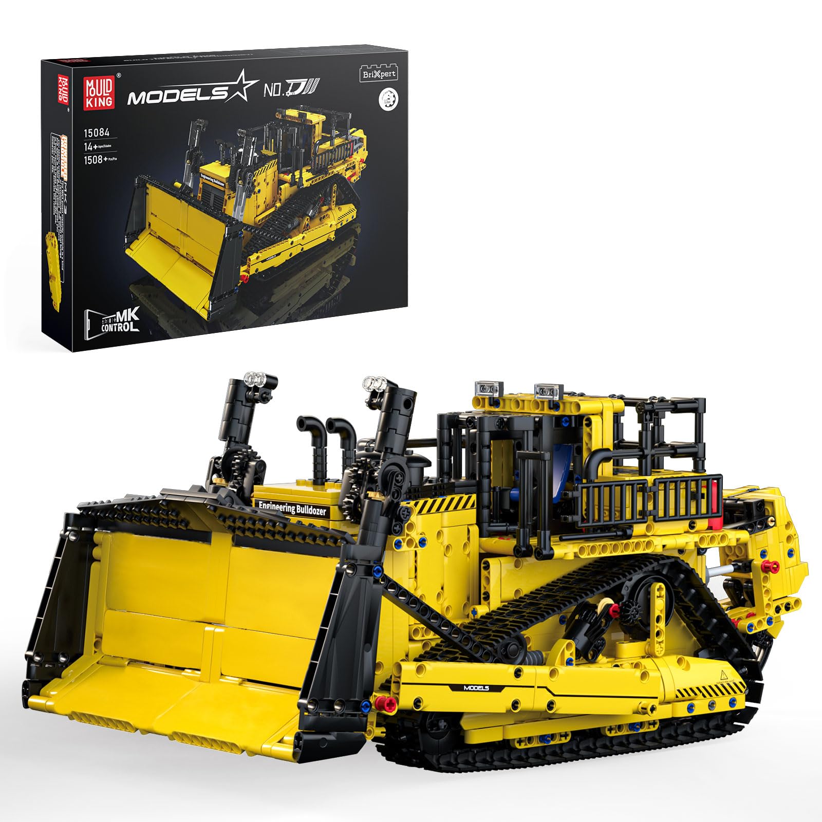 Mould King 15084 Tecnica Telecomando Controllato Bulldozer Costruzione Giocattolo Camion Escavatore Blocchi Da Costruzione APP Telecomando Blocchi Morsetto Regali per 14 + Anni (1508 Parti)