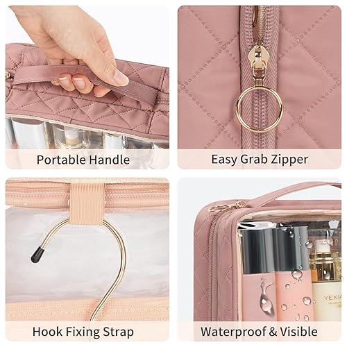 Miniatura 4 de Bolsas de cosméticos transparentes, bolsa de aseo colgante para viajar, estuche organizador de maquillaje transparente, bolsa de almacenamiento