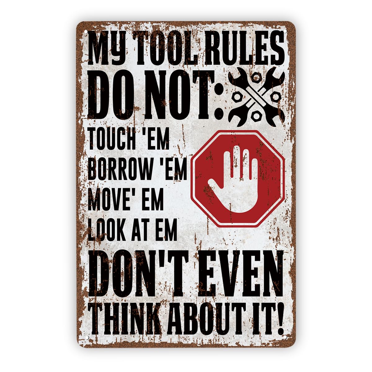 Funny Garage Sign, My Tool Rules Sign, Mechanic Man Cave Garage Tin Plaque Metal Tin Sign 8X12 Inch