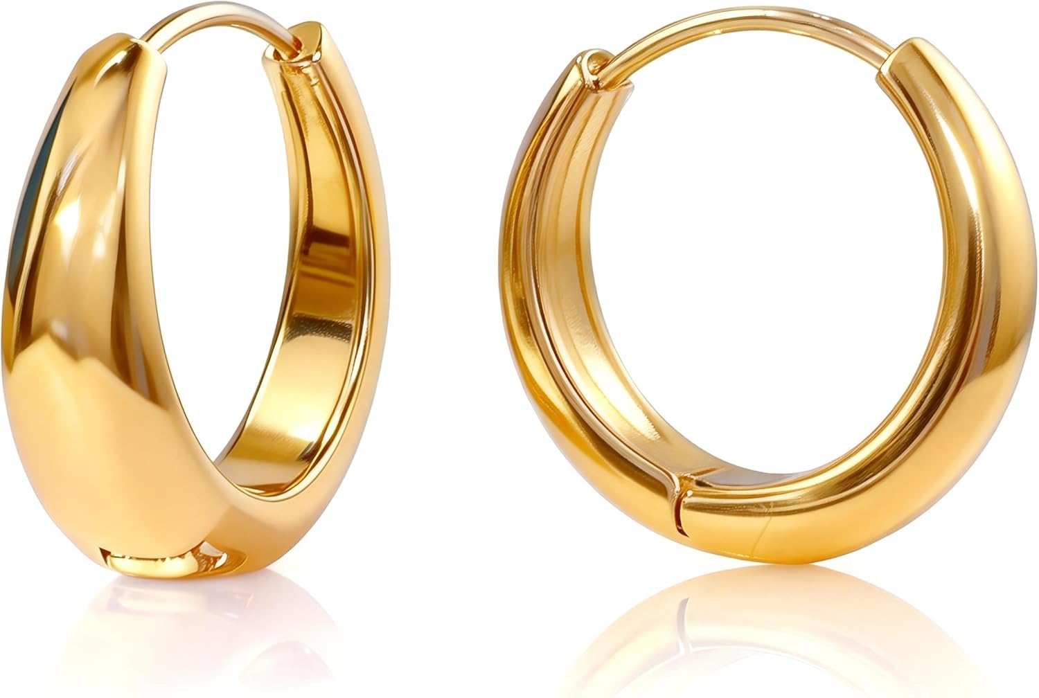 Small Gold & Silver Huggie Hoops for Women:Rectangle,Paperclip,Teardrop,U-Shape,Horseshoe, Square,Trapezoid,Oval&Cross Designs,Champagne&White Gold Plated Pave CZ,Hypoallergenic Daily Earrings - Image 3