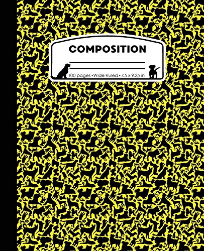 Composition: Dog Yellow Marble Composition Notebook. Puppies Wide Ruled 7.5 x 9.25 in book, 100 pages journal for girls boys, kids, elementary school students and teachers image 3