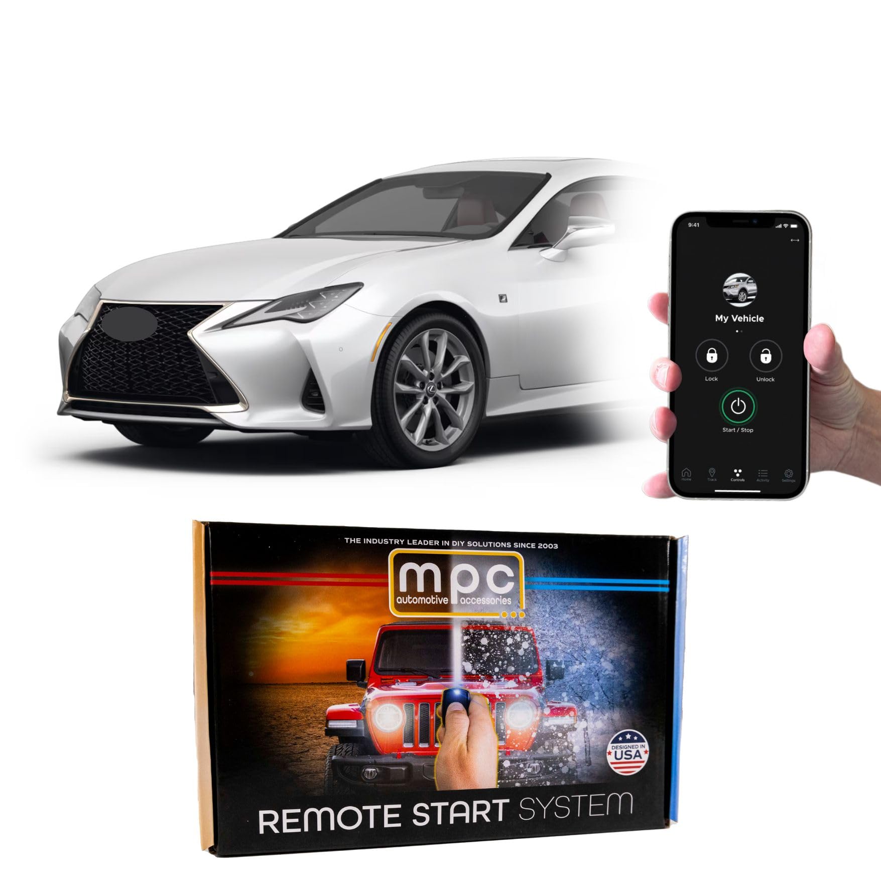 MPC Plug N Play Remote Starter with Smartphone Control Compatible with 2014-2024 Lexus RC350 |Gas| |Push to Start| with T-Harness - Factory Key Fob