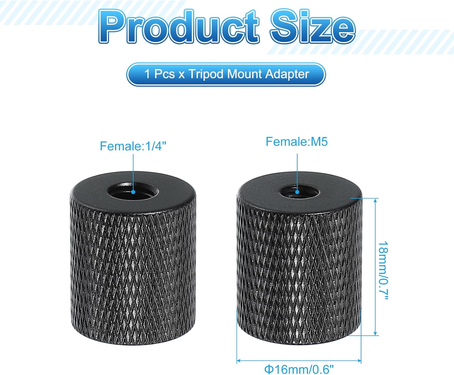 PATIKIL Tripod Screw Adapter 1/4" Female to M5 Female, Tripod Nut Connectors Camera Mount Screw Camera Double Head Converter for Microphone Holder Magic Arms Accessories