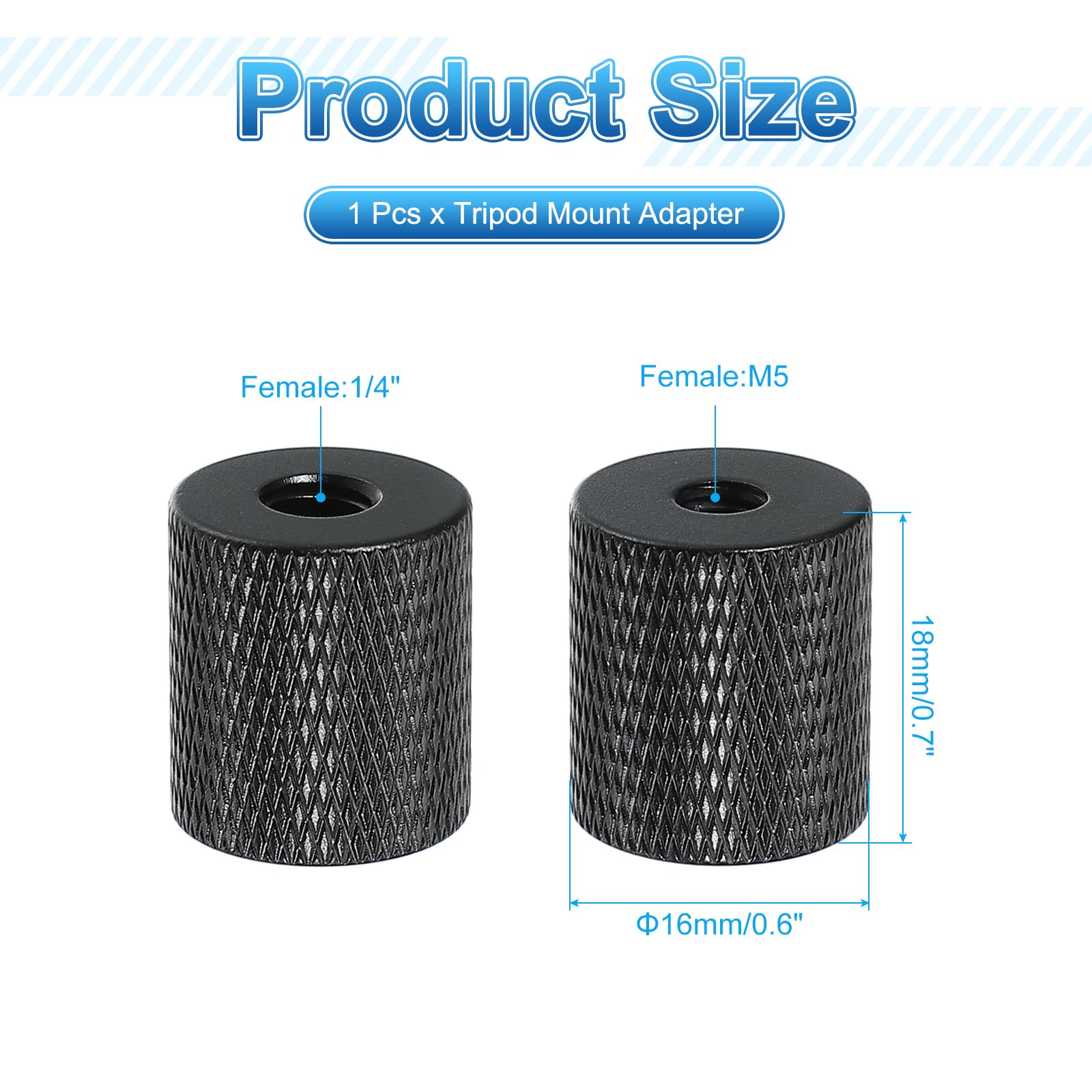 PATIKIL Adattatore Vite Treppiede M5 Femmina a 1/4" Femmina, Vite per Microfono Vite Fotocamera Convertitore a Doppia Testa per Supporto Microfono Accessori Braccio Magico