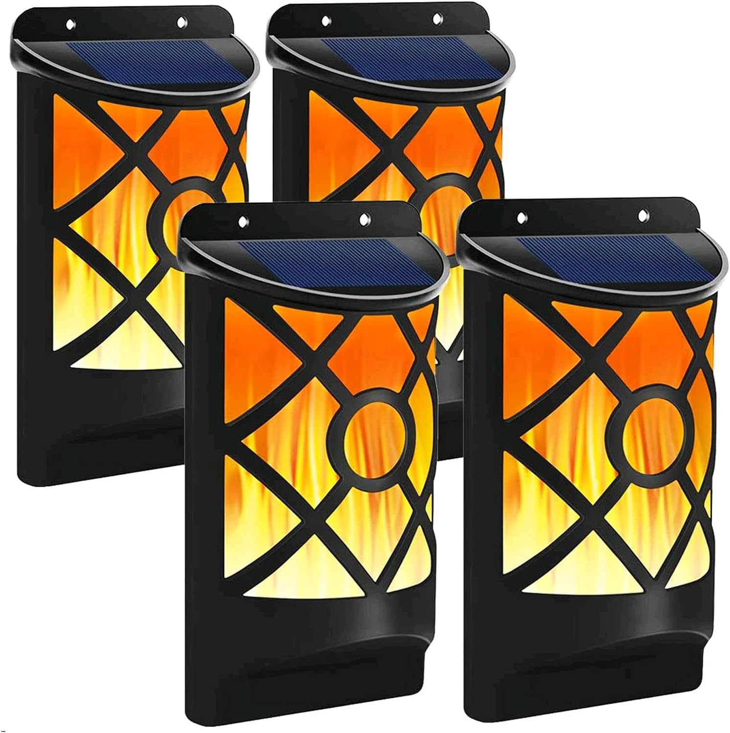 Solar Flame Light 4 PCs Solar Flame Lights Set Upgraded Waterproof Landscape Garden Pathway Light with Dancing Flickering Flames Auto On/Off Dusk to Dawn Outdoor fence lights for Yard Decoration