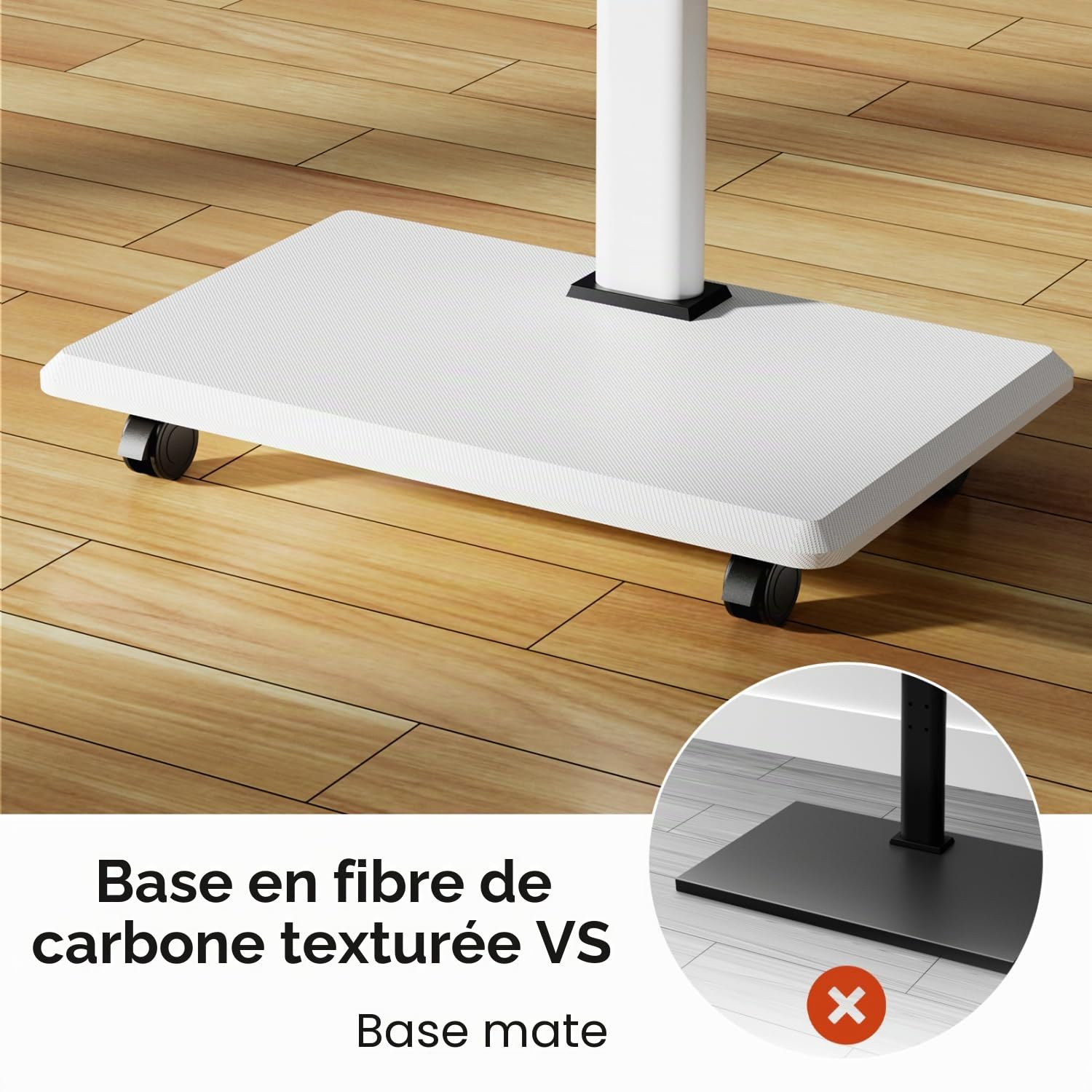 NearHub Support TV sur Pied pour TV 26-70 Pouces, Support TV roulettes Réglable en Hauteur (6 Niveaux), Rotation ±25°, Charge Max 40 kg, Norme VESA 100x100mm-600x400 mm, Blanc