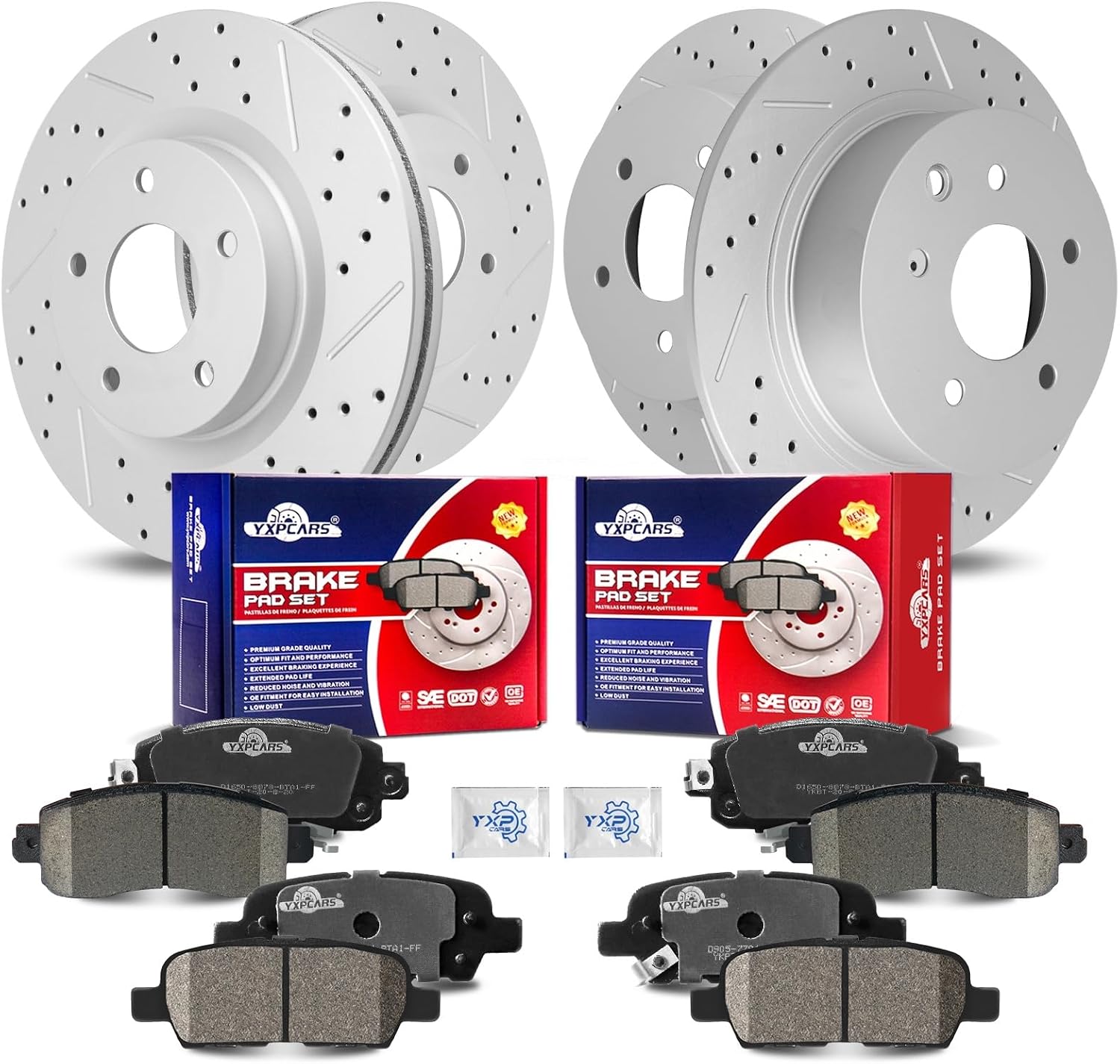 Front & Rear Drilled Slotted Rotors and Ceramic Disc Brake Pads Kit for Nissan Altima 2013 2014 2015 2016 2017 2018 2019 2020 2021 2022 2023