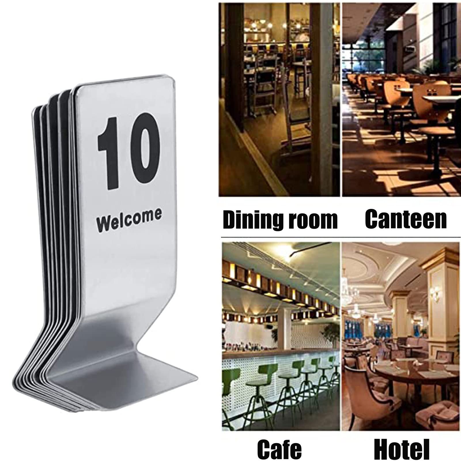 Números de mesa de acero inoxidable, El plato de mesa, la tarjeta restaurante digital, el número pie se puede utilizar ampliamente en restaurantes, bares, fiestas y bodas(1 to 50)