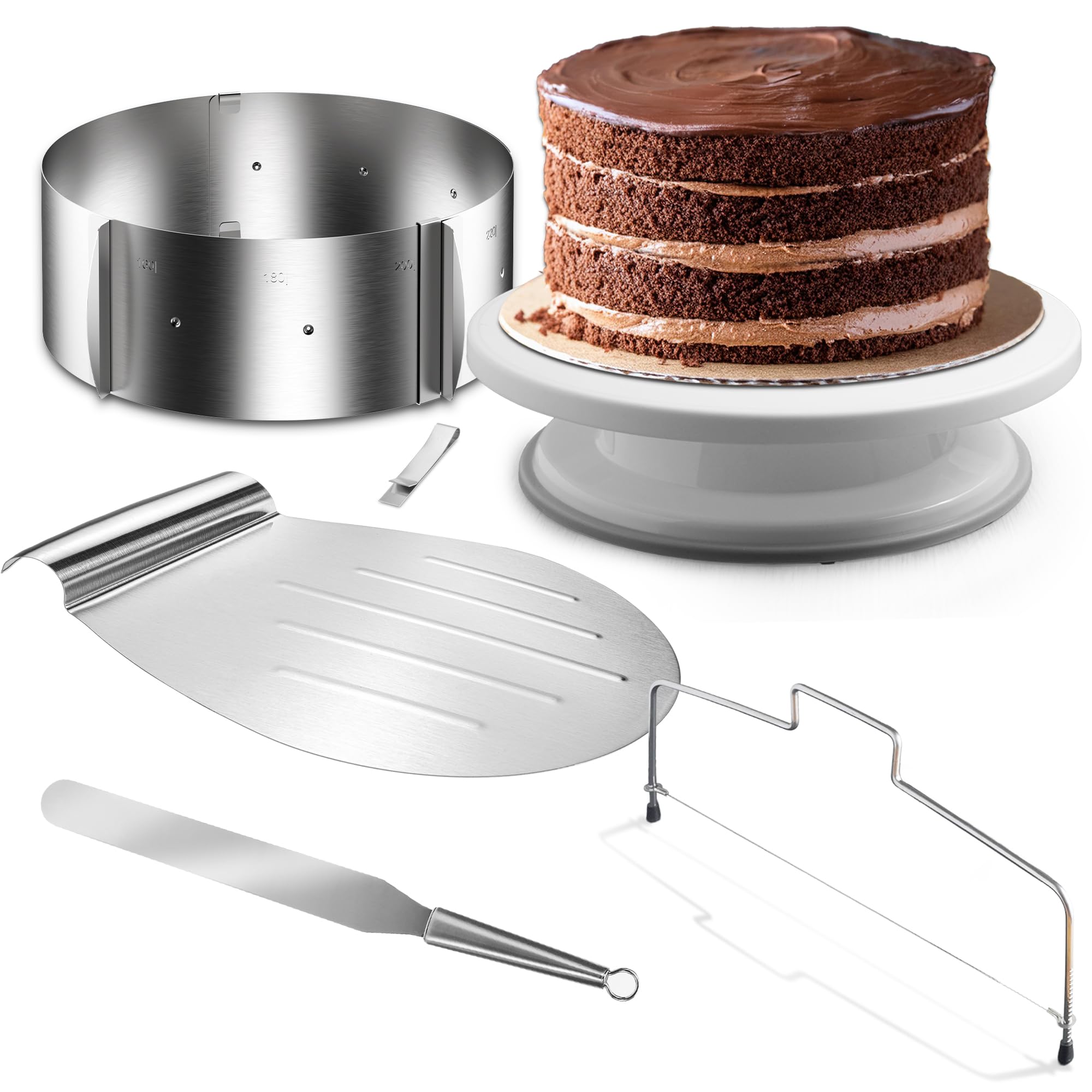 4smile Tortenring verstellbar hoch 15 cm - Edelstahl Backring Ø 16-30 cm, stabile Tortenform - Kuchenring rund verstellbar, Backrahmen rund zum Backen und Dekorieren
