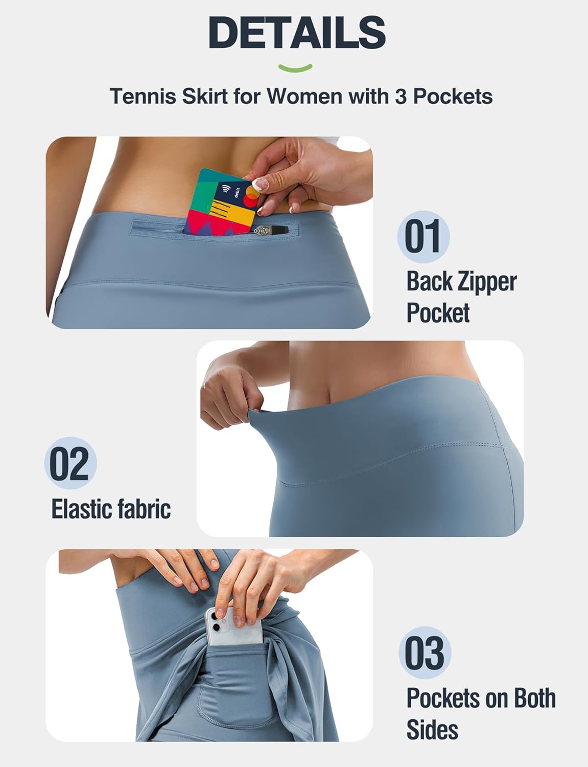 Buauty Women's Tennis Skirt Shorts High Waisted Golf Skorts with Pockets Workout Athletic Casual Outfit Clothes - Image 3