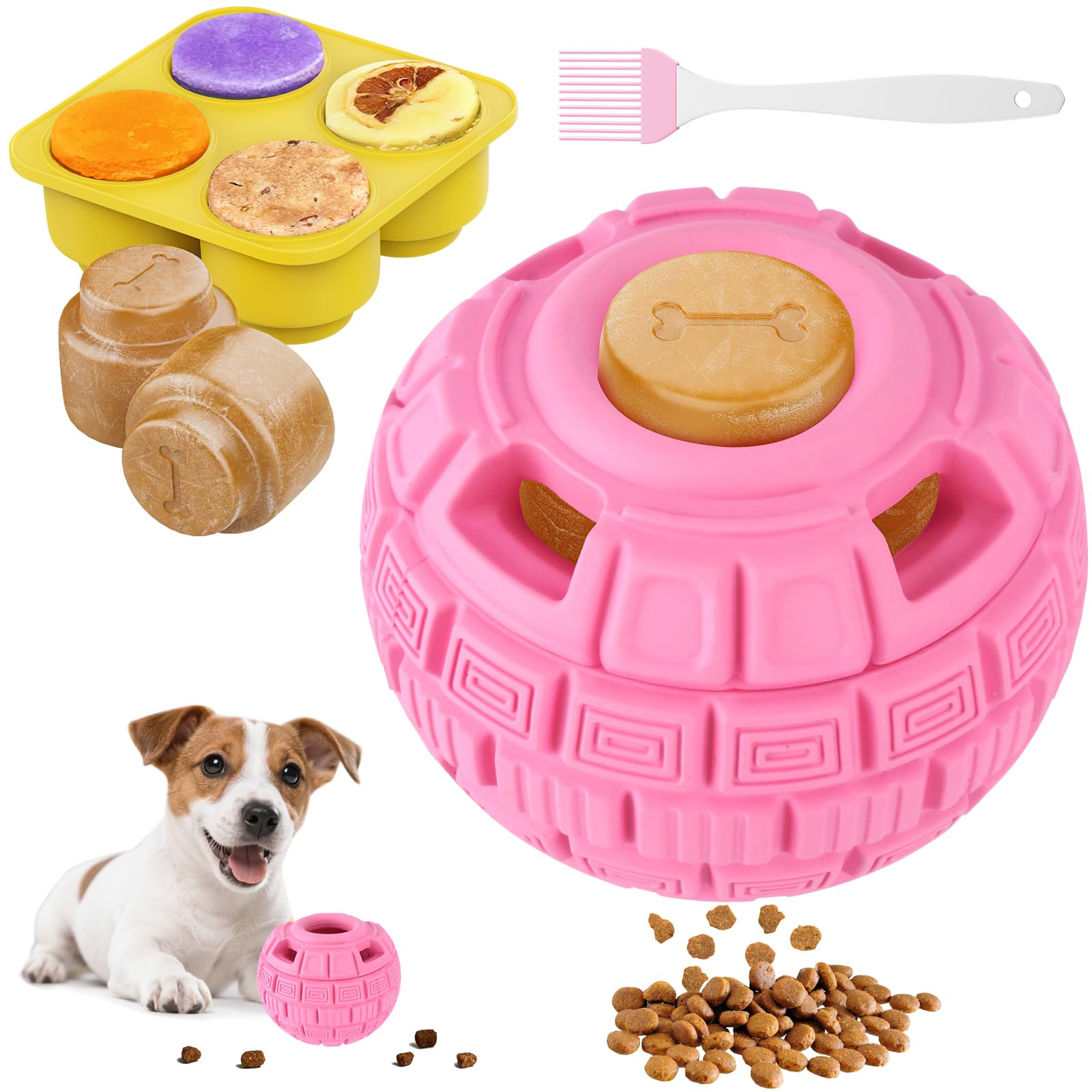 Interactive Dog Frozen Treat Toys Dog Puzzle Enrichment Ball to Keep Them Busy Slow Food Training Durable Rubber