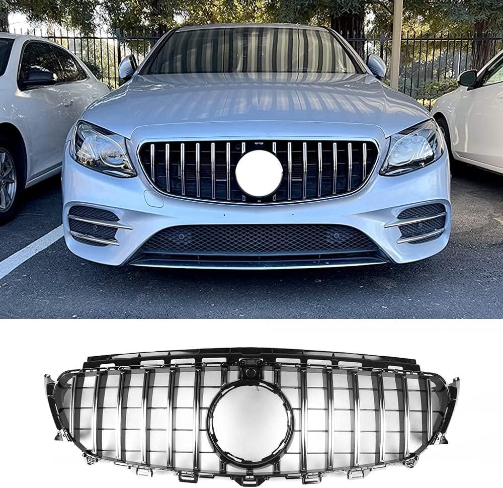 GT R Style Grill Grille for Mercedes-Benz W213 E250 E300 E450 2016-2020 (Silver)