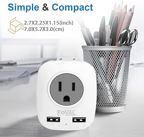 Miniatura 3 de Adaptador de viaje de enchufe europeo, paquete de 3 adaptadores de corriente FOVAL International con 2 USB, 2 salidas americanas, adaptador de