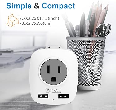 European Plug Travel Adapter 3 Pack, FOVAL International Power Adaptor with 2 USB, 2 American Outlets, 4 in 1 Outlet Adapter US to Most of Europe France Germany Spain Greece Italy Iceland (Type C)