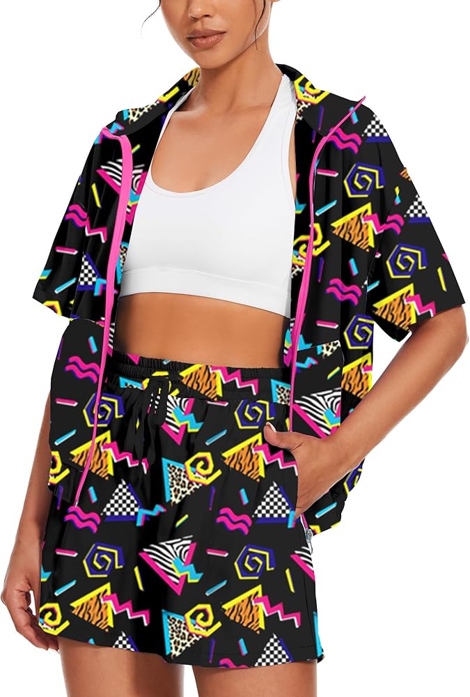 90s  ドイツカラー ナイロン セットアップ　L Y2K Amazon.com: UOUA Women's 80s Color Block Outfits 2 Piece Tracksuit