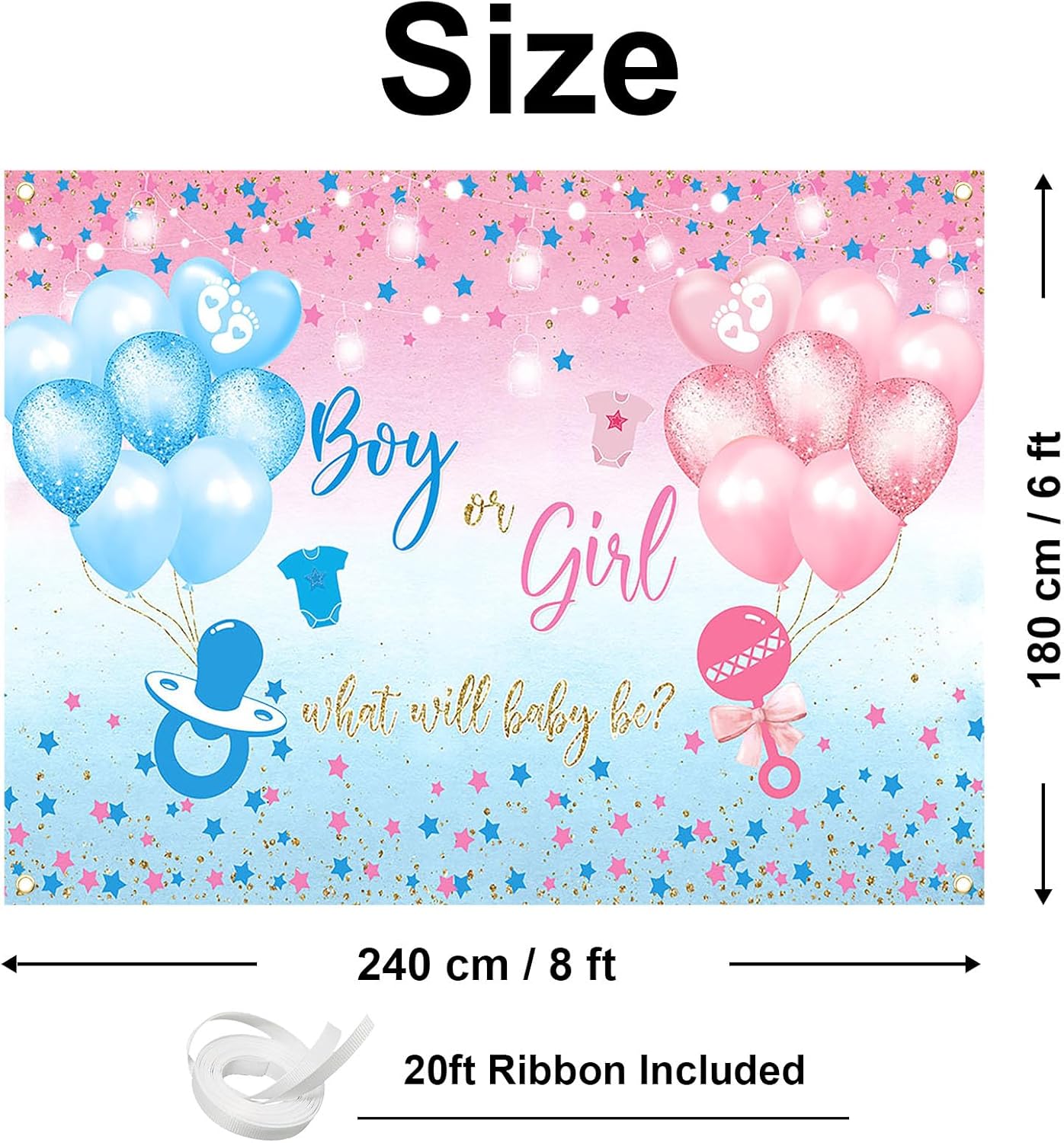 Avezano Gender Reveal Backdrop Boy or Girl Sign Banner Blue and Pink Stars Dots Balloon Theme Baby Gender Reveal Party Decorations Baby Shower Party Supplies