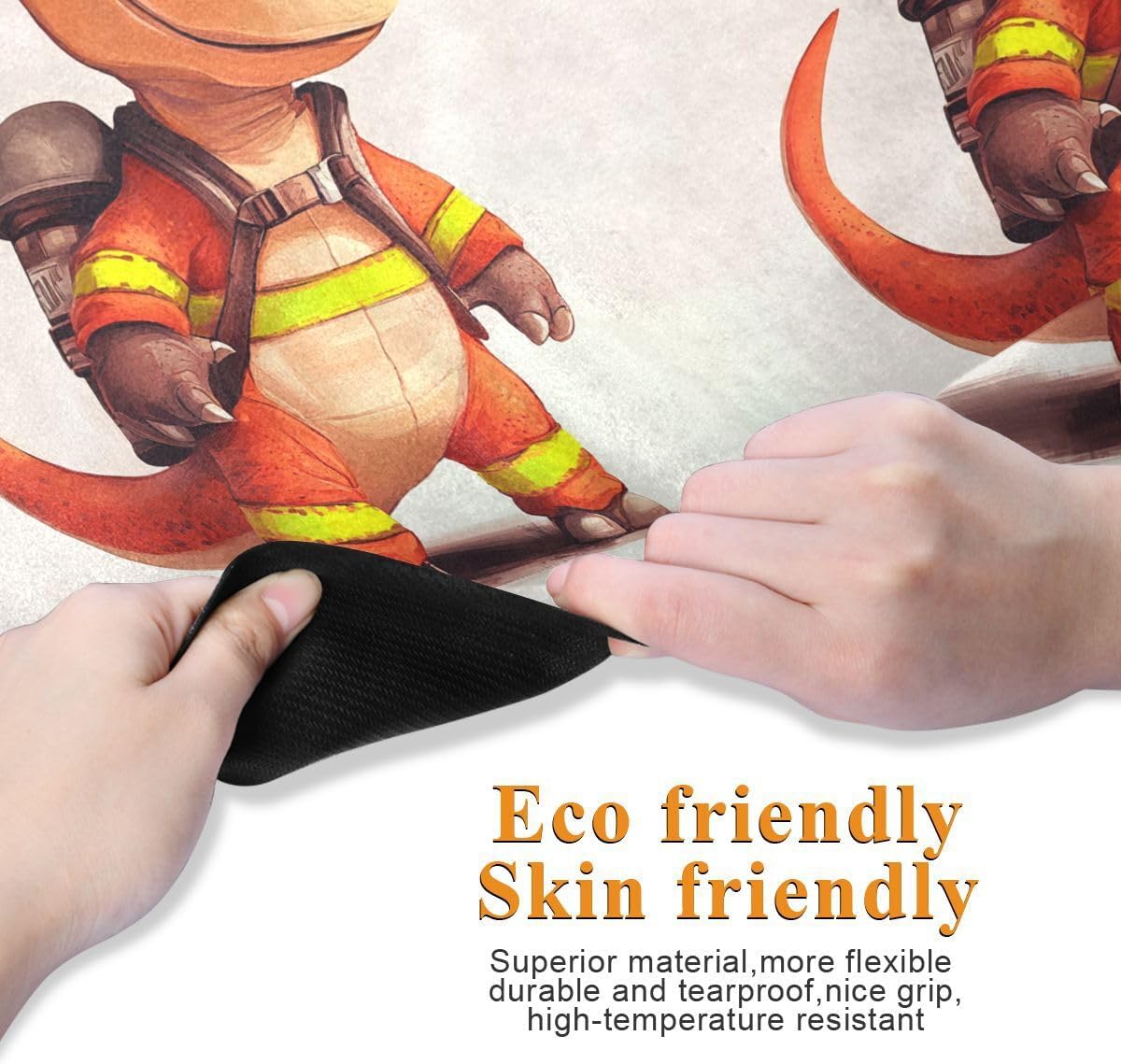 ALAZA Fire Fighter Dinosaur Yoga Mat Non Slip Fitness Exercise Mat, Workout Mat for Yoga, Pilates and Floor Exercises