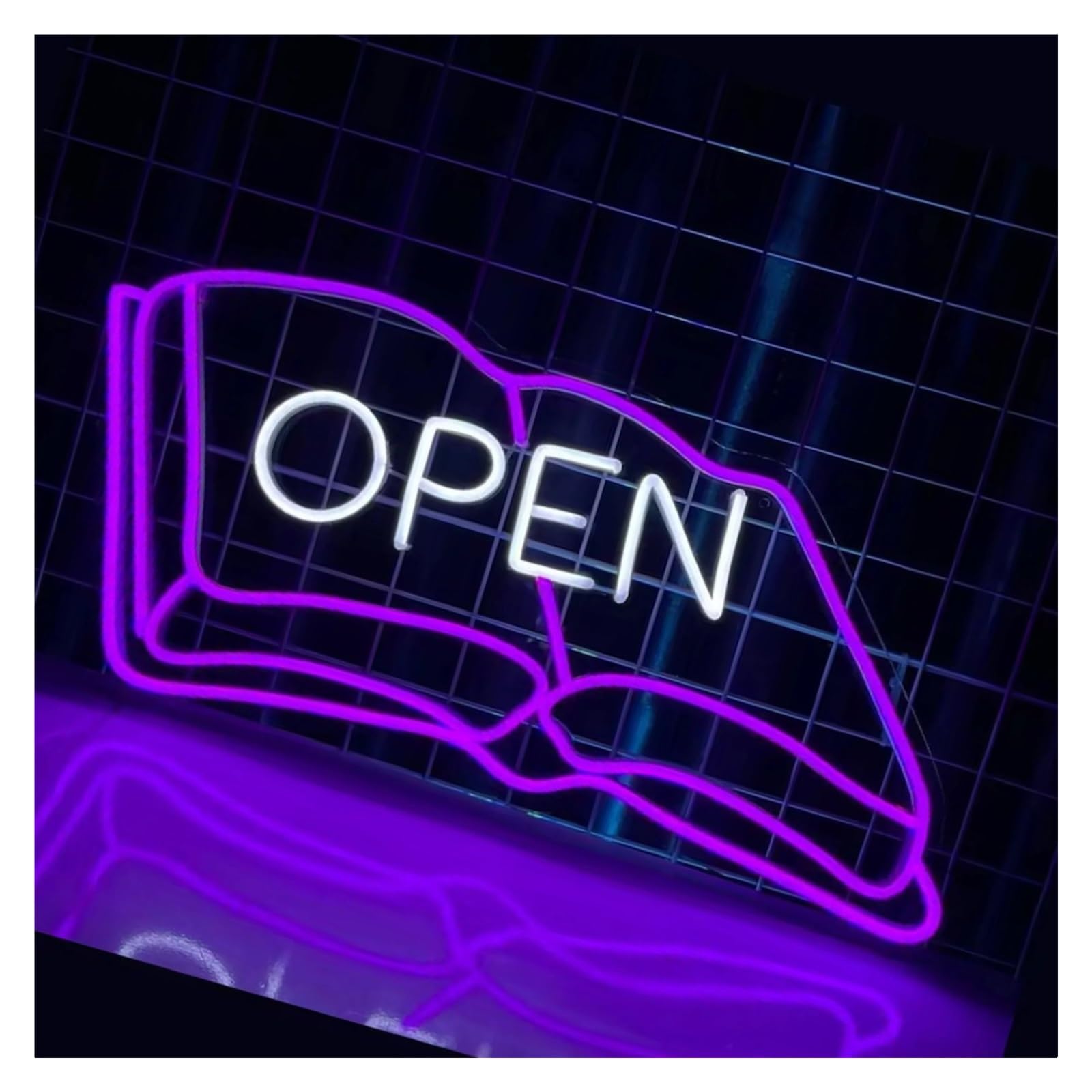 Hängende Kunst-Leuchtreklamen Kommerzielle Dekor-Neonschilder, USB-betriebene Offene Buch-Neonlichter, Geeignet Für Schaufenster, Party-Dekor, Nachtlampe 28cmx40cm