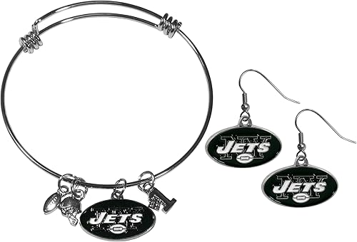 Vista 65 de Siskiyou Sports NFL womens Dangle Earrings and Charm Bangle Bracelet Set