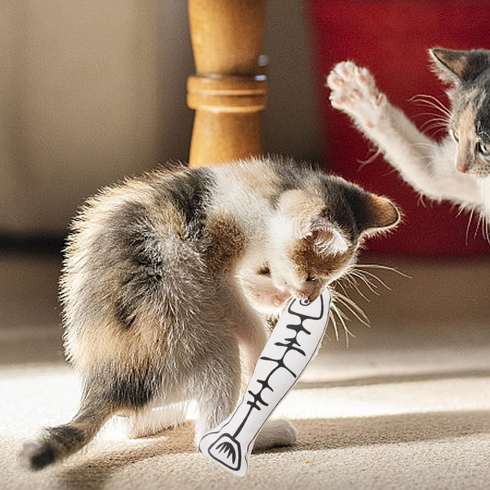 Juguete Para Gatos Con Forma De Pez Relleno De Hierba Gatera - Con Sonajero De Papel, 19 Cm, Algodón