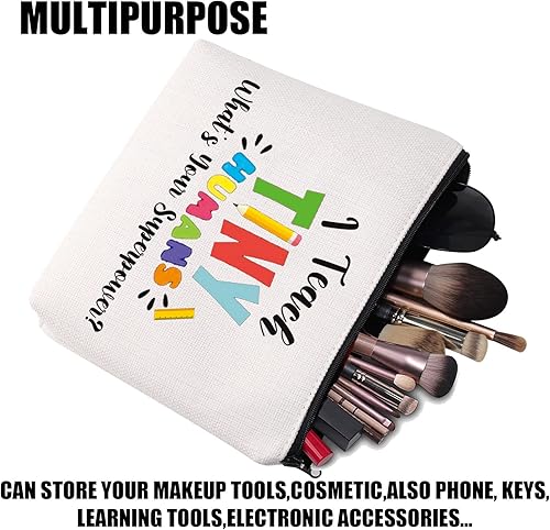 Miniatura 3 de Bolsa de maquillaje para profesores, regalos para profesores de preescolar, enseño a pequeños seres humanos Cuál es tu superpoder Bolsa para