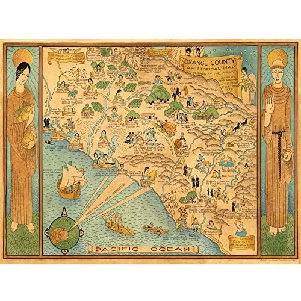 Artery8 Map Ames 1929 Historic Orange County California Pictorial Unframed Wall Art Print Poster Home Decor Premium