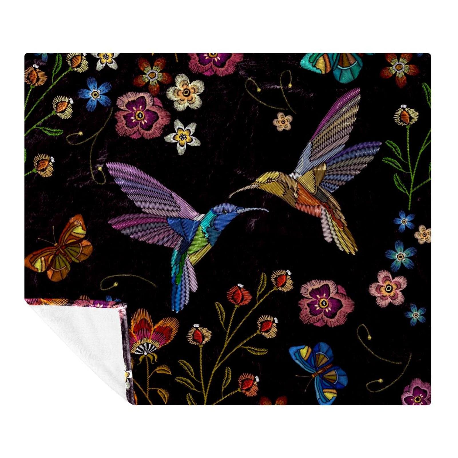 Couverture polaire colibri 150x200 cm, plaid doux et léger pour lit